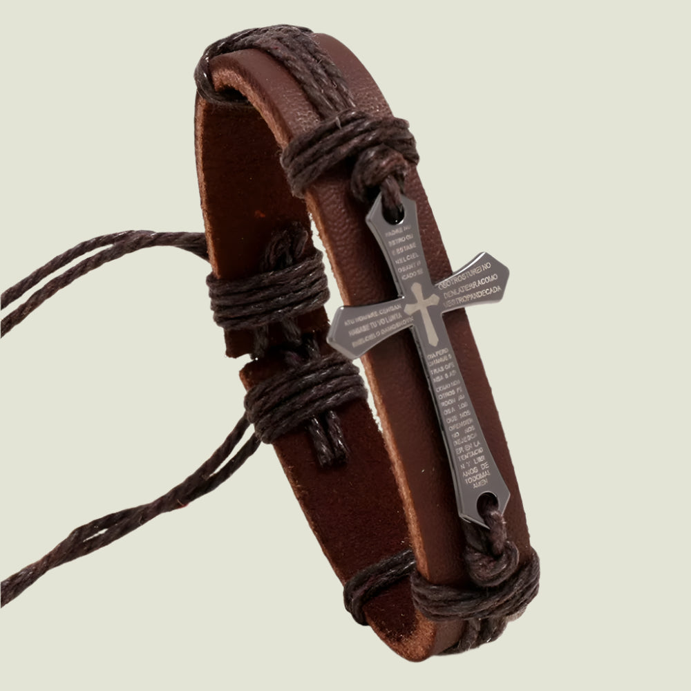 Leather Cross Bracelet