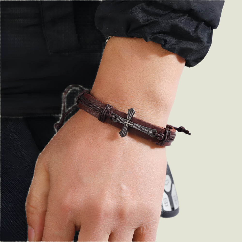 Leather Cross Bracelet