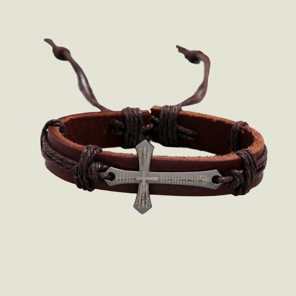 Leather Cross Bracelet